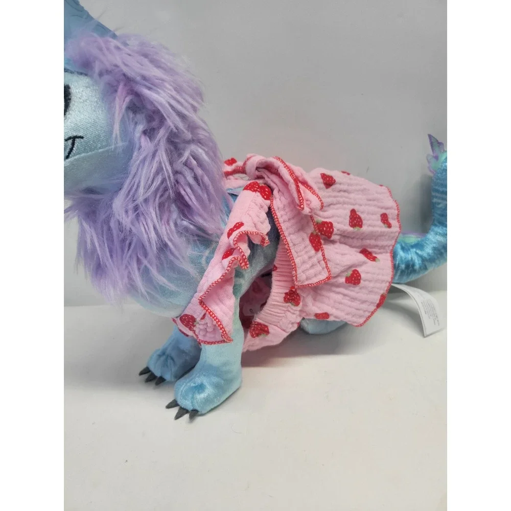 Dog Cat Pet Strawberry Print Harness Dress‎ Pink Red Size S